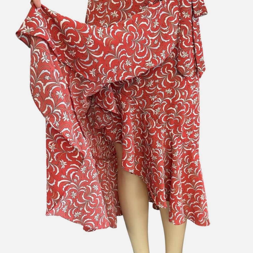 Max Studio Ruffle Crepe High/Low Wrap Midi Dress - Picture 5 of 15